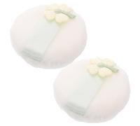 2pcs Extra Large Leaf Makeup Powder Puff for Face and Body | Reusable Washable Plush Cloth, Fine Velvet Texture, Embroidered Style, White Finish, 75x20 Size