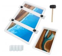 2Pcs Extra Large Reusable Epoxy Resin Table Mold with Clamping System15.7x9.8x3 inch 11.4x7.5x2 inch Rectangles Epoxy Resin Molds for River Table, Coffee Side Table, Cutting Board, Charcuterie Board