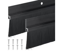 2PCS Extra-Wide Door Brush Seal Strip - 40mm W x 880mm L,Silver Aluminum Frame with Black PP Bristles and Fixing Screws,Draught,Dustproof,Weatherproof & Pest Control