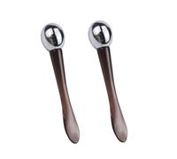 2Pcs Eye Cream Applicator, Brown ABS Zinc Alloy Massage Scoop Roller Double Side Lotion Stick Skin Care Tools for Women