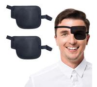 2PCS Eye Patches for Adults, Adjustable Medical Eye Patch, Left or Right Eyes Patches for Lazy Eye Amblyopia Strabismus or After Surgery, Vision Training & Recovery Blindfolds (Black)