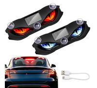 2pcs Eye Window Atmosphere Decoration,Solar Devil Eye Led Car Window Light,6 Modes Demon With Light Sensor for Cars Windshield Rear Window (A)