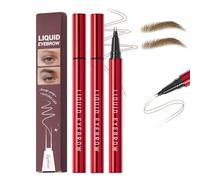 2Pcs Eyebrow Pen,Double Brush Tip Brow Tint Pen,Long Lasting Waterproof Eyebrow Pen,Transfer and Smudge-Resistant,2 Fork Tip for Natural Looking Hair Like Clear Brows Makeup (Light Brown, 2Pcs)