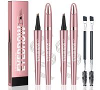 2Pcs Eyebrow Pencil, 3D Microblading Eyebrow Pen Magic Eye Brow Pencil with 4 Micro-Fork Tip, Long-lasting Waterproof Precise Brow Pen Creates Natural Defined Eyebrows (Light Brown & Dark Brown)