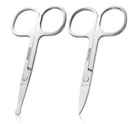 2PCS Eyebrow Scissor, 3.35 Inch Stainless Steel Small Scissors, Curved and Rounded Design for Grooming Eyebrow, Nose Hair, Mustache, Beard, Eyelashes, Ear Trimming Kit