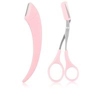 2PCS Eyebrow Trimmer Scissors with Comb, Eyebrow Grooming Kit, Stainless Steel Razors & Precision Scissors for Shaping, Beginner-Friendly At-Home Eye Brow Care