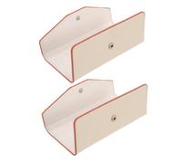 2pcs Eyelash Tweezer Case Large Capacity PU White for Travel Storage | Simple Fashionable Design, Holds Multiple Tools and Scissors, Versatile Stitched Finish, Eyelash Grafting Use