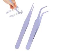 2pcs Eyelash Tweezers - Straight Tweezers for Crafting | Stainless Steel DIY Handmade Tweezer, Straight & Elbow Head, Colorful Design 10cm | Multi-Purpose Craft, Scrapbook, Sticker, Jewelry