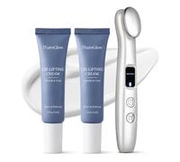2PCS Eyelid Firming Eye Cream With Heated Eye Massager Set - Eye Cream Anti Aging For Wrinkles, Sagging Eyelids & Dark Circles Under Eye Remover - Lid Lifting Eye Tightening Cream For Puffy Eyes