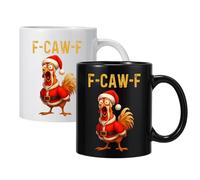 2pcs F-Caw-F Funny Chicken Mug - 350ml F-Caw-F Coffee Mug Funny ChickenMug, Humor Novelty ChickenMugs Drinking CoffeeCup, Ceramic FCaw-F Rooster Coffee Cups for Men Women, Farmhouse Home Decor