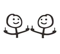 2PCS F*ck You Funny Meme Decal,Middle Finger Car Decal,Cute and Humorous Cartoon Sticker,White Graphics Vinyl Decal for Cars,Trucks,Window,Computer