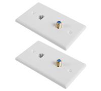 2pcs F Type Coax Cat6 Wall Plate, 2 Port Single Gang White