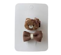 2PCS fabric hair clip, plush rabbit bear bow cute hair clip, sweet hair accessory brown bear