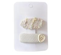 2pcs fabric hair clips, cute and sweet multi colored bows, mini handmade hair accessories Beige Love