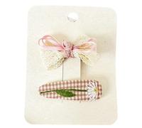 2PCS Fabric Hair Clips, Cute Pink Ribbon Lace Side Clips Don't Hurt Hair daisy