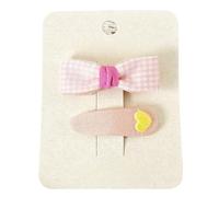 2PCS Fabric Hair Clips, Cute Pink Ribbon Lace Side Clips Don't Hurt Hair Love