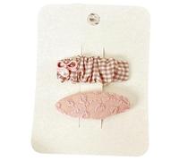 2PCS Fabric Hair Clips, Cute Pink Ribbon Lace Side Clips Don't Hurt Hair pearls