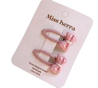 2PCS Fabric Hair Clips, Pink Cute Side Clips Don't Hurt Hair Bow Hair Clip