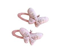 2PCS Fabric Hair Clips, Pink Cute Side Clips Don't Hurt Hair Butterfly Hair Clips
