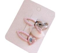 2PCS Fabric Hair Clips, Pink Cute Side Clips Don't Hurt Hair Mesh Bunny Hair Clips