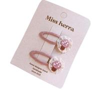 2PCS Fabric Hair Clips, Pink Cute Side Clips Don't Hurt Hair Mushroom Hair Clips