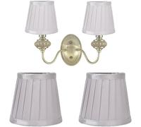 2Pcs Fabric Lampshade, 4.8 Inch E14 Pleated Tapered Light Shade Clip Lamp Shades Small Wall Lamp Shade Candle Chandelier Pendant Lampshades (Silver)