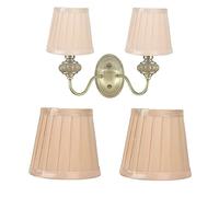 2Pcs Fabric Lampshade, E14 Clip On Pleated Barrel Lamp Shades, Vintage Small Lamp Shades for Living or Bedroom, Gold