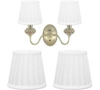 2Pcs Fabric Lampshade, E14 Clip On Pleated Barrel Lamp Shades, Vintage Small Lamp Shades for Living or Bedroom Replacement (White)