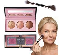 2Pcs Face & Eye Palette Kit, All-in-one Makeup Set Gift Surprise, Women and Teens Makeup Gift Set, Includes Bronzer, Blush, Highlighters and Eyeshadows, Travel-Friendly