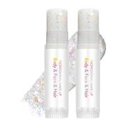 2Pcs Face Glitter Gel Stick, Body Glitters Sequins Shimmer Liquid Eyeshadow,Festival Accessories Mermaid Sequins Liquid Holographic Chunky Hair Glitter Gel(White)