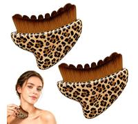 2Pcs Face Lymphatic Drainage Brush, Leopard Print & Heart-Shaped Handle