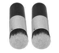 2Pcs Face Makeup Brush Soft Bristle Round Handle Chubby Makeup Brush for Blending Liquid Cream Powder Cosmetics