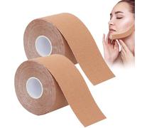 2PCS Face Tape for Wrinkles Skin Color Wrinkle Tape Cotton and Spandex Kinesiology Tape for Face Wrinkles Treatment Band Sticker Chin Strap Anti Wrinkle Patches and Face Tape Lift for Face Wrinkles