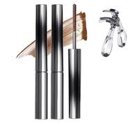2PCS Facelove Iron Eye Iron Curl Mascara, 3D Curling Eyelash Iron Mascara, Mascara Black Volume and Length Waterproof, Smudge Proof Mascara, False Lash Effect Mascara (Brown)