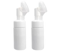 2pcs Facial Cleanser Bottle 100ml White Plastic Pump Dispenser Decor | PET Refill Container, Makeup Remover and Liquid Soap Use, Face Massage Applicator, for Travel or Gym Bag