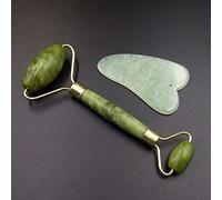 2pcs Facial Massage Jade Roller Face Neck Natural Stone Care Body Jade GuaSha Board Beauty Tool Set,2pcs Set