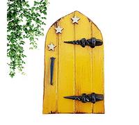 2pcs Fairy Garden Door, Wooden Miniature Fairy Gnome Fairy Door,Yard Art Sculpture Decor for Kids Room Wall and Trees Fairy Garden Outdoor Accessories (Yellow)