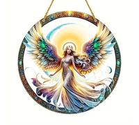 2Pcs Fairy Ornaments Acrylic Wall & Window Hanging Decor Stained Glass Style Home Decoration Gift for Christmas Tree, A
