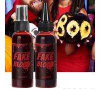 2Pcs Fake Blood Set | SFX Fake Blood Makeup Kits | 60ml Fake Blood Spray and 60ml Dripping Blood | Realistic Fake Blood Splatter for Clothes and Zombie M'onster Vampire Clowns Costume | Washable