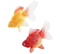 2Pcs Fake Goldfishs, Artificial Aquarium Plastic Fish Model Realistic Moving Yellow & Red Goldfishs Floating Fish Tank Decorations, Plastic