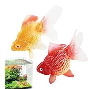 2Pcs Fake Goldfishs, artificial fish Aquarium pla-stic Fish Toy, Fake Floating Fishes Tank Ornament, Realistic Moving Yellow & Red Goldfishs, for Home Desktop Decor