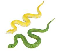 2Pcs Fake Snake, Elastic Realistic Plastic Snakes Python Animal Figures Prank Props Stress Relief Toys Educational Toys Birthday Party Gift for Kids, Snake Toy