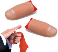 2Pcs Fake Thumb Tips, Disappearing Trick Fake Fingers, Magic Props Prank Toy, Stage Show Close Up Vanish Appearing Finger Trick With Red Silk Training Cloth