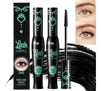 2pcs False Lash Effect Mascara,Primer Waterproof Mascara,Volume Effect False Eyelashes Mas/cara,Extra Long Fiber Mas/cara,Tubing Masc/ara,Long Lasting 4D Silk Fiber Mas/cara, Black Volume(Green)