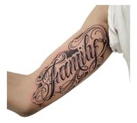 2pcs Fancy Lettering Love Family Juice Tattoo Sticker,Semi-permanent Tattoos, Realistic Fake Tattoos, Lasts 7-15 Days, Waterproof Non-reflective Temporary Tattoo Stickers