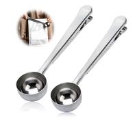 2pcs Fashion Silver Stainless Steel Measuring Spoon Clip - Multifunctional Spoon Clip is A Long Handle Stainless Steel Personalized Engraving Seal Coffee Tool, Suitable for Coffee Powder Beans