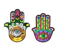 2Pcs Fashionable Evil Eye Clothes Patches Colorful Sequin Patches Hand Eyes Lucky Evil Eye Embroidery Sew-on Patches for Clothing T-Shirt Jeans