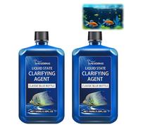 2Pcs Fast-Acting Aquarium Water Clarifier & Algae Remover - Effectively Clears Cloudy or Green Fish Tank Water - Creates a Crystal Clear, Safe & Gentle Formula for Freshwater Aquariums & Fish Ponds