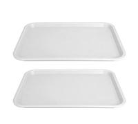2PCS Fast Food Trays, Cafeteria Trays Plastic Serving Platter with Anti Slip Design for Cafeteria Restaurant Home Kitchen (White)