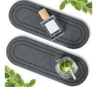 2PCS Faucet Mat for Kitchen Sink, Fast Drying Diatomite Stone Sink Tray, Fast Drying,Stones Soap Trays for Kitchen Sink for Kitchen and Bathroom Countertops(Black)